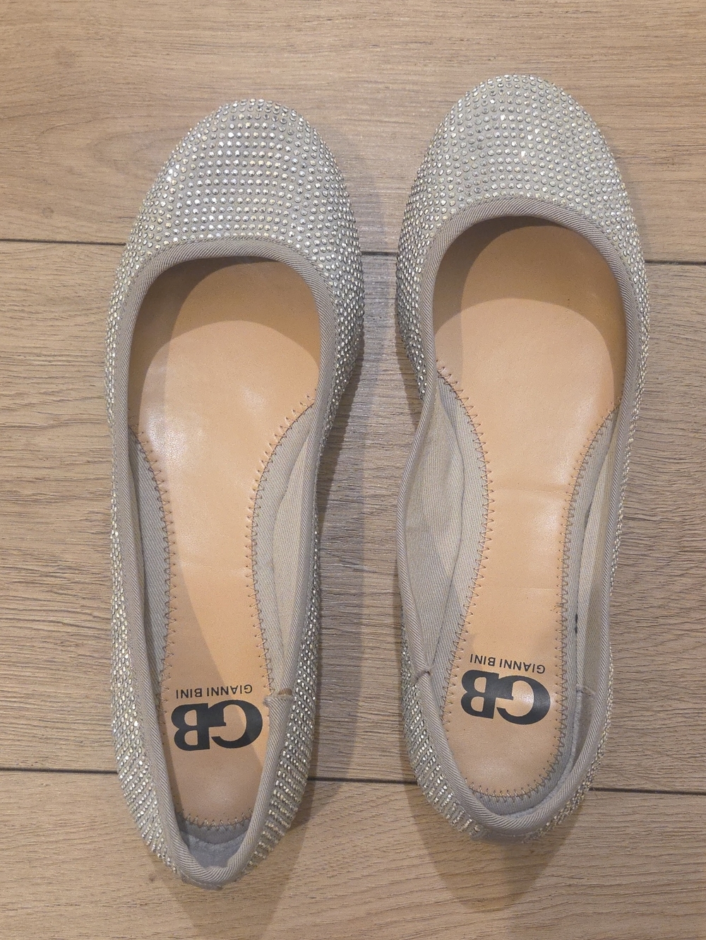 Silver Rhinestone Ballet Flats